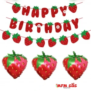 Çilek Happy Birthday Eva Banner + Çilek Eva Dekoratif Banner 