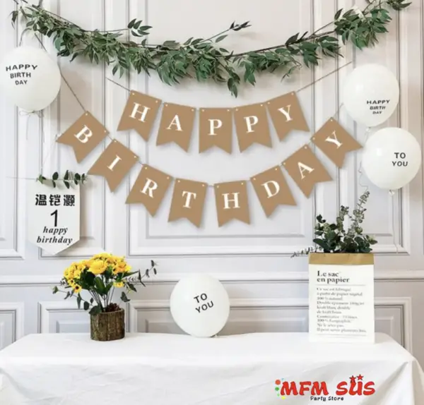 Happy Birthday Kraft Zarf Banner 